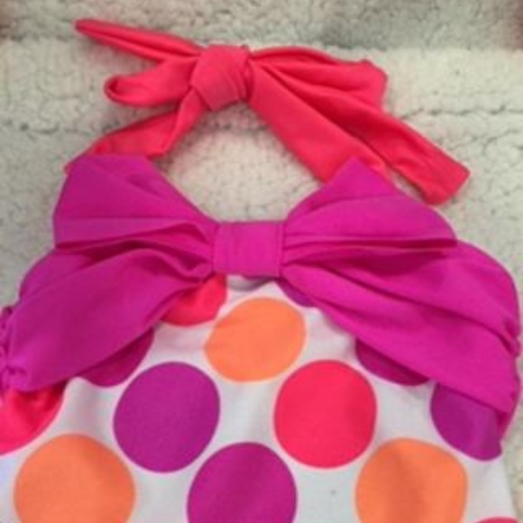 LOVE U LOTS WHITE MULTI-COLOR 1 PIECE SWIMWEAR - Picture 5 of 8